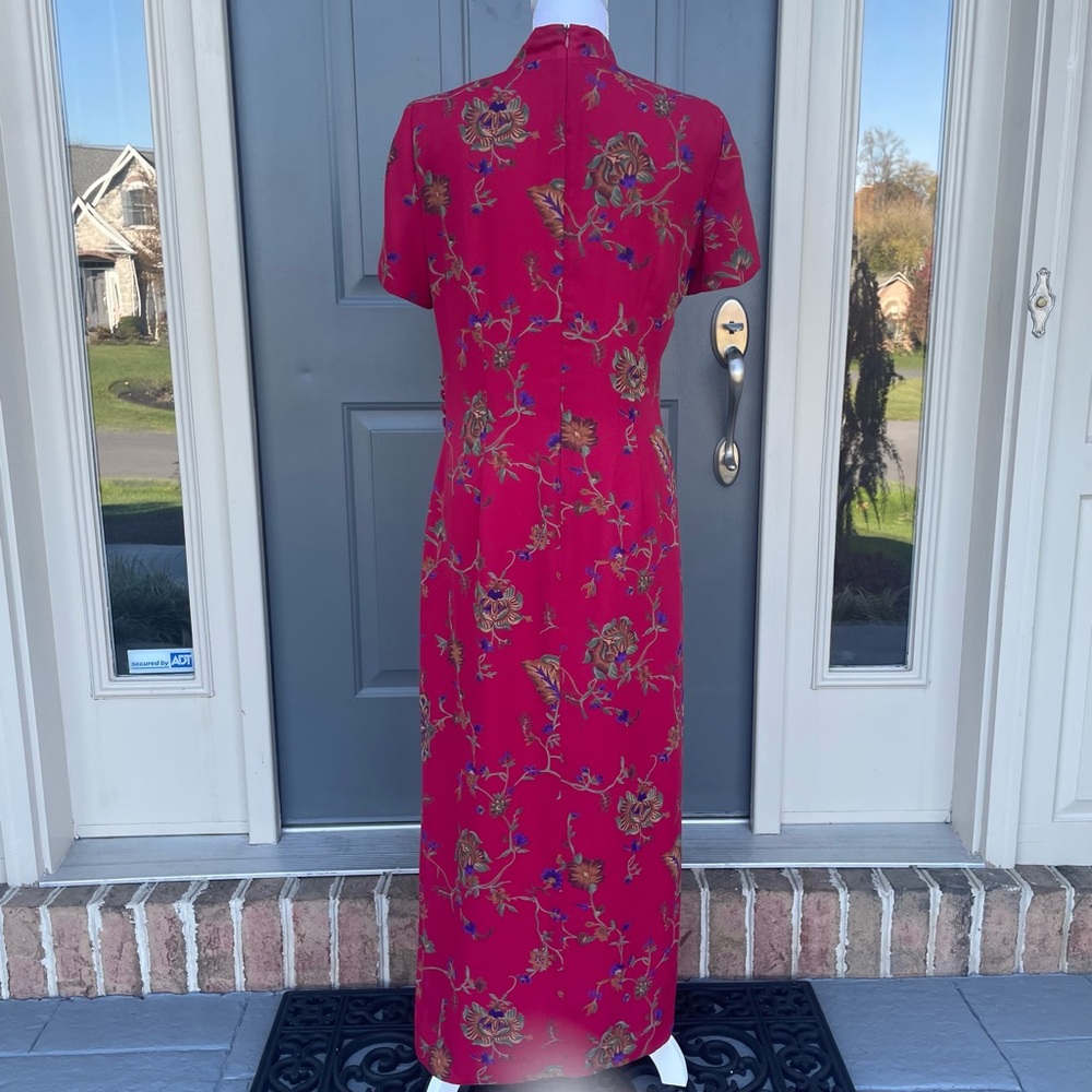 David Warren Vintage 80’s Asian Inspired Red Dress Women’s Size 12 - Picture 4 of 16